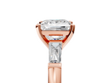 Rose gold Princess Solitaire with Tapered Baguette Side Stones on a Classic Band with Four-Prong Setting_119
