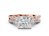 Rose gold Princess Three-Stone Diamond Ring with Pavé Split Shank and Four-Prong Setting_54