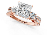 Rose gold Princess Three-Stone Diamond Ring with Pavé Split Shank and Four-Prong Setting_55
