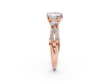 Rose gold Princess Three-Stone Diamond Ring with Pavé Split Shank and Four-Prong Setting_56