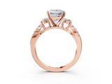 Rose gold Princess Three-Stone Diamond Ring with Pavé Split Shank and Four-Prong Setting_57