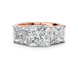 Rose gold Princess Three-Stone Diamond Ring with Prong Setting on a Classic Band_23