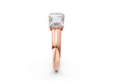 Rose gold Princess Three-Stone Diamond Ring with Prong Setting on a Classic Band_25