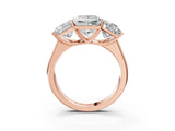 Rose gold Princess Three-Stone Diamond Ring with Prong Setting on a Classic Band_26