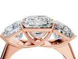 Rose gold Princess Three-Stone Diamond Ring with Prong Setting on a Classic Band_27