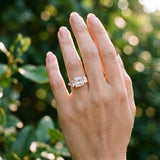 Rose gold Princess Three-Stone Diamond Ring with Prong Setting on a Classic Band_3