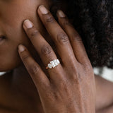 Rose gold Princess Three-Stone Diamond Ring with Prong Setting on a Classic Band_5