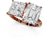 Rose gold Princess and Emerald Cut Toi Moi Ring with Prong Setting_50