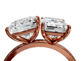 Rose gold Princess and Emerald Cut Toi Moi Ring with Prong Setting_53