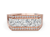 Rose gold Princess and Round Diamond Channel Pavé Mens Band_12