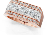 Rose gold Princess and Round Diamond Channel Pavé Mens Band_13