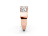 Rose gold Princess and Round Diamond Channel Pavé Mens Band_14