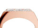 Rose gold Princess and Round Diamond Channel Pavé Mens Band_16
