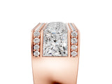 Rose gold Princess and Round Diamond Channel Pavé Mens Band_17