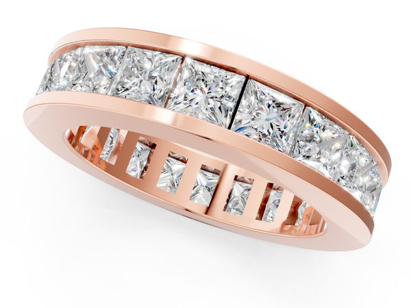 Rose gold Princess cut diamond Eternity Band with Channel Set