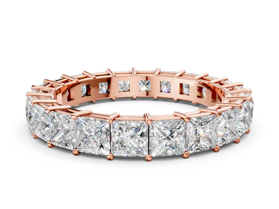 Rose gold Princess cut diamond Eternity Band with Shared Prong Setting_21
