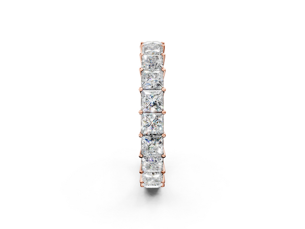 Rose gold Princess cut diamond Eternity Band with Shared Prong Setting