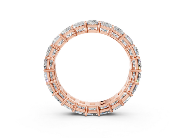 Rose gold Princess cut diamond Eternity Band with Shared Prong Setting