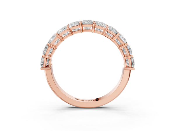 Rose gold Princess cut diamond Half Eternity Band with Shared Prong Setting