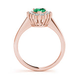 Rose gold Prong-Set Pear-Cut Emerald with Diamond Halo and White Gold Band 2