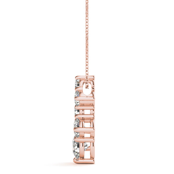 Rose gold Prong-Set Round Diamond Graduated Pendant