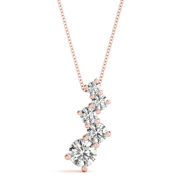 Rose gold Prong-Set Round Diamond Graduated Pendant