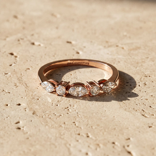 Rose gold Prong Set Round Diamond Half-Eternity Band