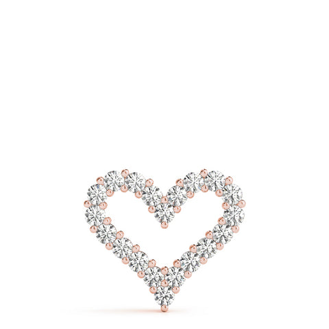 Rose gold Prong-Set Round Diamond Heart Pendant 1
