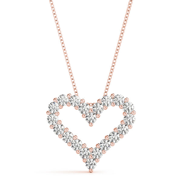 Rose gold Prong-Set Round Diamond Heart Pendant