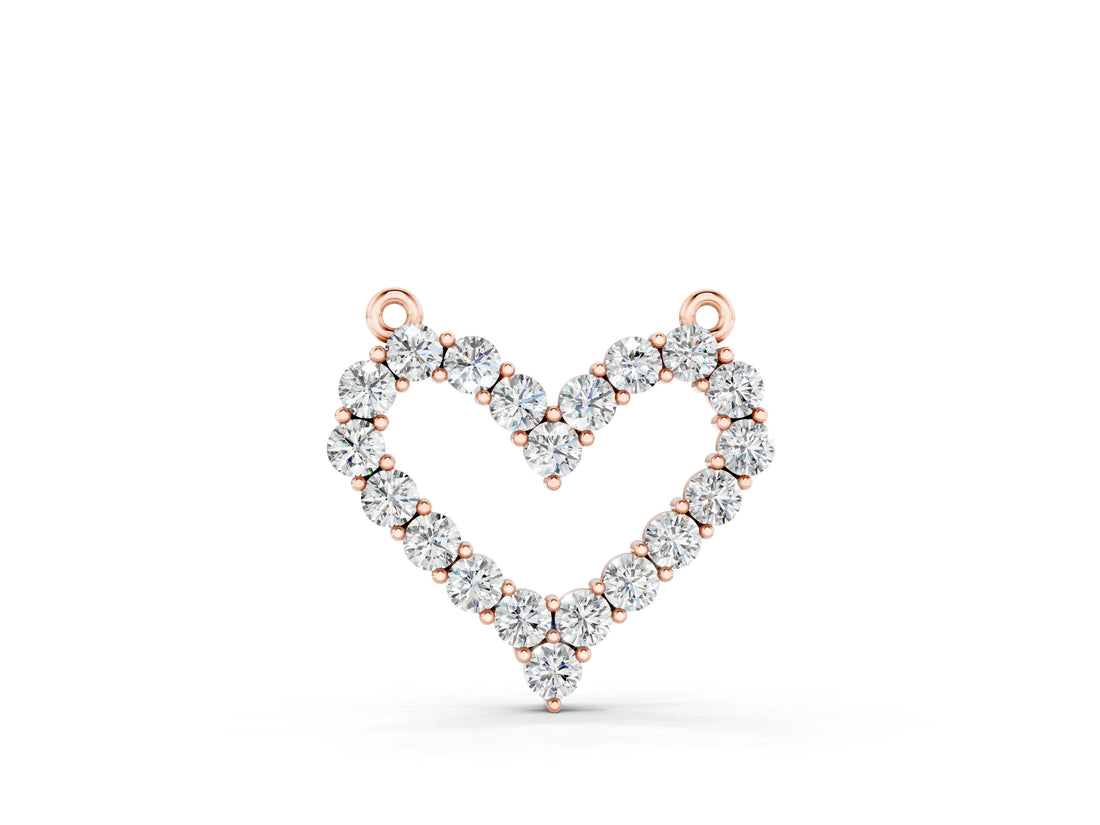 Rose gold Prong-Set Round Diamond Heart Pendant_35