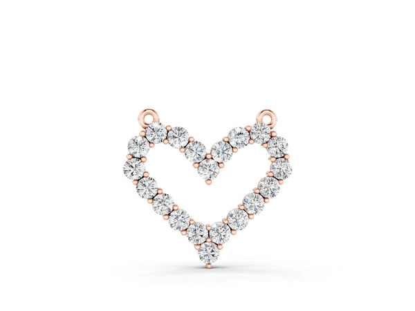 Rose gold Prong-Set Round Diamond Heart Pendant