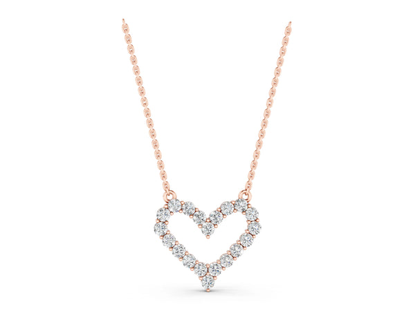 Rose gold Prong-Set Round Diamond Heart Pendant
