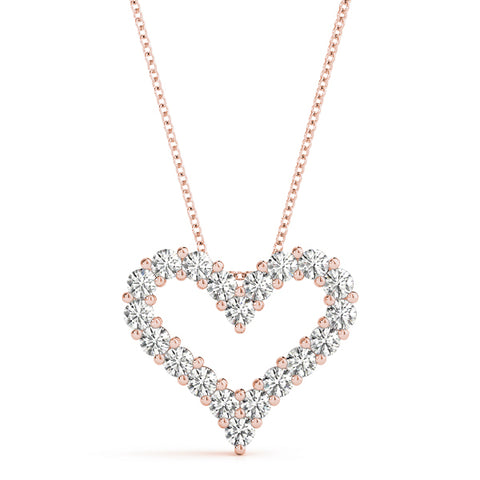 Rose gold Prong-Set Round Diamond Heart Pendant