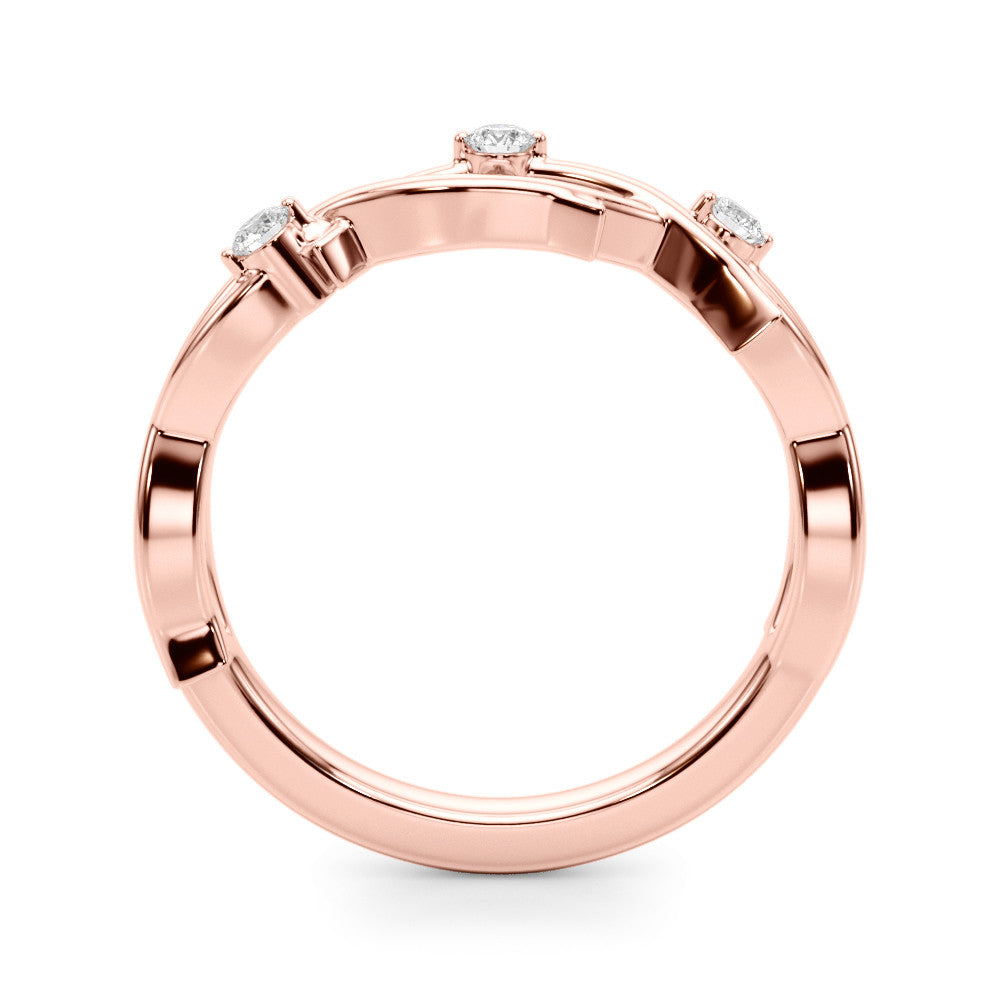 Rose gold Prong Set Round Diamond Twist Band 1