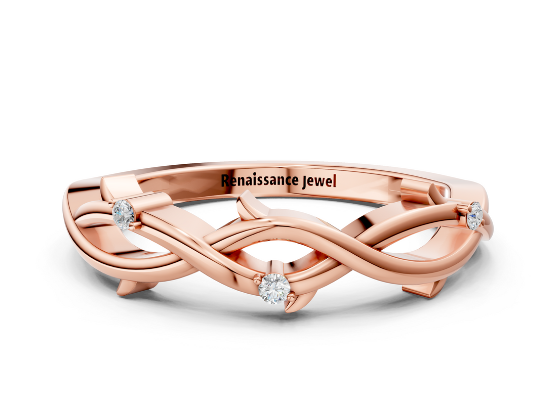 Rose gold Prong Set Round Diamond Twist Band_4