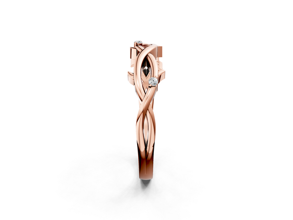 Rose gold Prong Set Round Diamond Twist Band