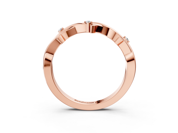 Rose gold Prong Set Round Diamond Twist Band