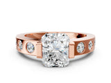 Rose gold Radiant Brilliant Channel-Set Diamond Ring with Bezel Prong Setting_6