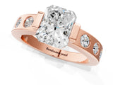 Rose gold Radiant Brilliant Channel-Set Diamond Ring with Bezel Prong Setting_7