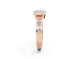 Rose gold Radiant Brilliant Channel-Set Diamond Ring with Bezel Prong Setting_8