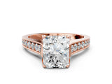 Rose gold Radiant Brilliant Cut Diamond Engagement Ring with Pavé Band and Four-Prong Setting_58