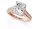 Rose gold Radiant Brilliant Cut Diamond Engagement Ring with Pavé Band and Four-Prong Setting_59