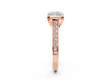 Rose gold Radiant Brilliant Cut Diamond Engagement Ring with Pavé Band and Four-Prong Setting_60