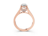 Rose gold Radiant Brilliant Cut Diamond Engagement Ring with Pavé Band and Four-Prong Setting_61