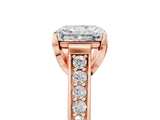 Rose gold Radiant Brilliant Cut Diamond Engagement Ring with Pavé Band and Four-Prong Setting_63