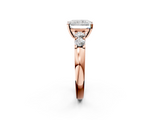 Rose gold Radiant Brilliant Cut Diamond Five-Stone Prong Set Engagement Ring with Channel Band_25