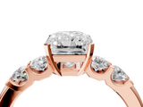 Rose gold Radiant Brilliant Cut Diamond Five-Stone Prong Set Engagement Ring with Channel Band_27