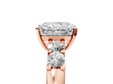 Rose gold Radiant Brilliant Cut Diamond Five-Stone Prong Set Engagement Ring with Channel Band_28