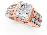 Rose gold Radiant Brilliant Diamond Channel Set Wide Band Ring with Bezel Setting_21