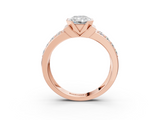 Rose gold Radiant Brilliant Diamond Channel Set Wide Band Ring with Bezel Setting_23